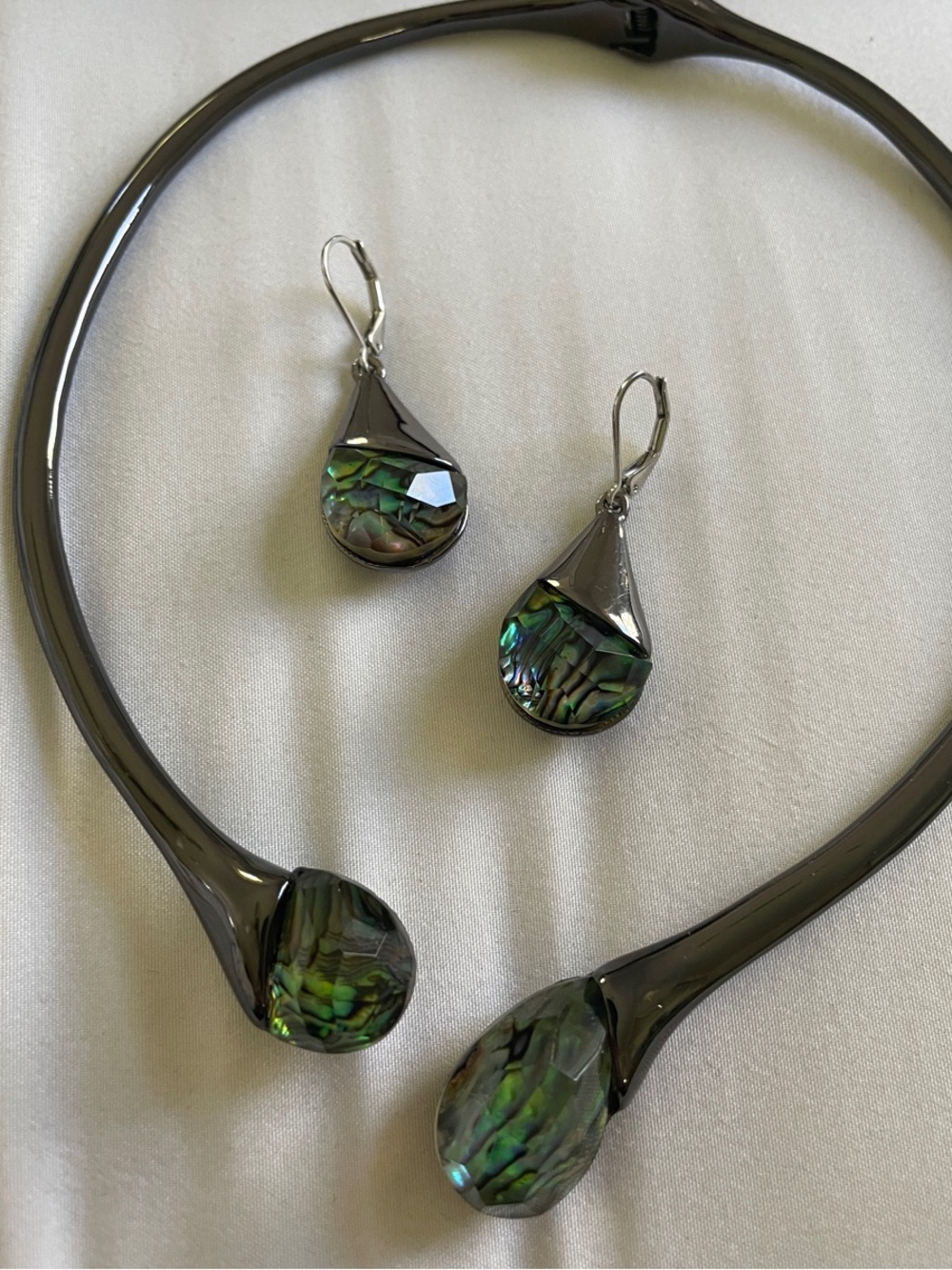 Robert Lee Morris Hinged Abalone Choker & Earrings